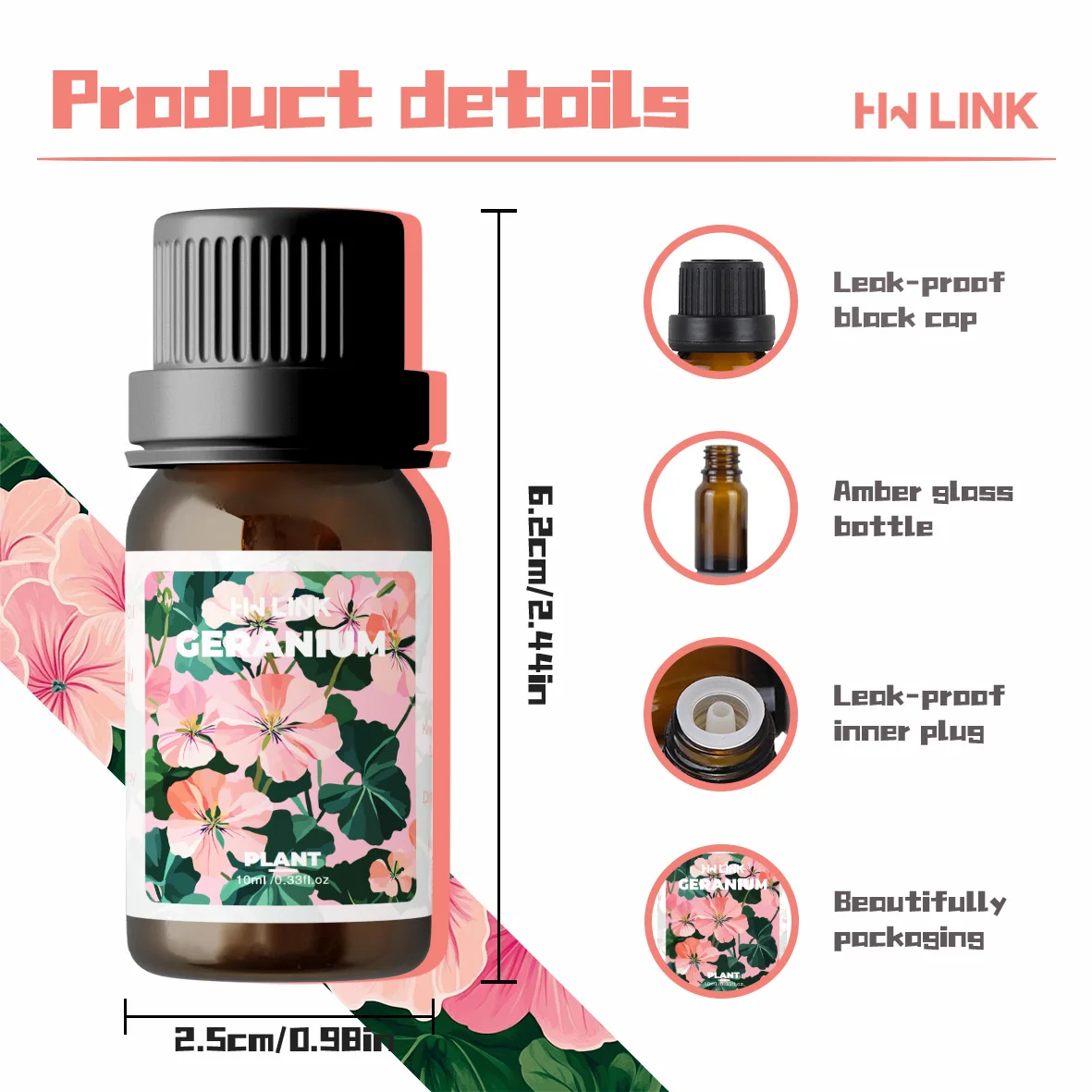 ゼラニウム エッセンシャル オイル 10ml 100% 純粋な天然ディフューザーとアロマセラピー、キャンドル作りゼラニウム香水ギフト瞑想