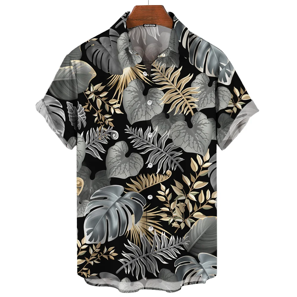 Hawaiian Shirts For Male Flower Pattern Men\'s Casual Short Sleeved Top Summer Oversized Streetwear Original Men Clothing