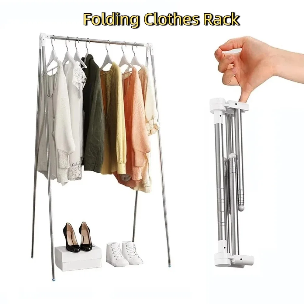 Stainless Steel Travel Garment Rack Adjustable Angle Space Saving Laundry Drying Rack with Non Slip Feet Compact