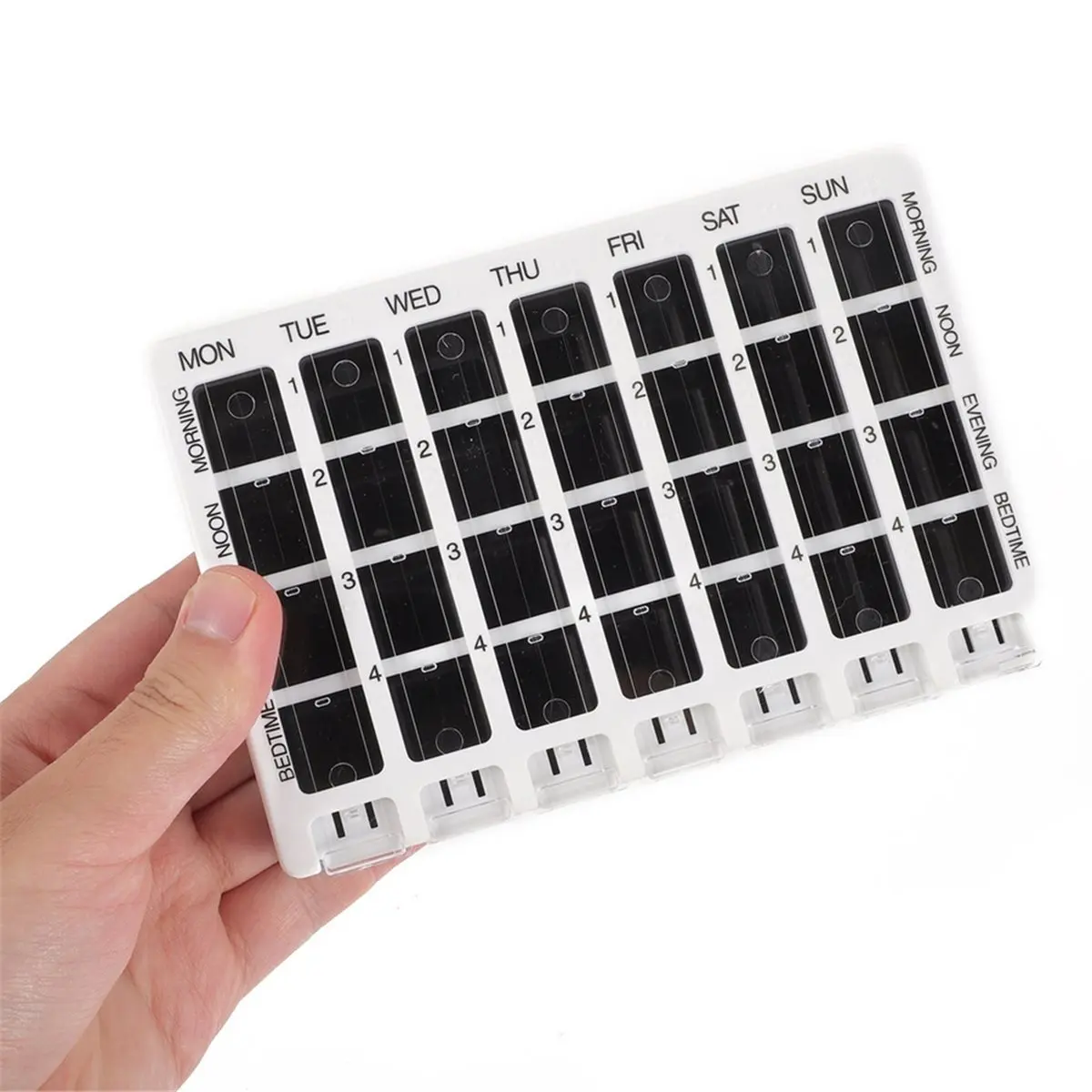 2026 New Tool 1pc Plastic 28-Grid Compartment Storage Boxes Weekly Pill Box Daily Medication Organizer Mini Pills Storage Case
