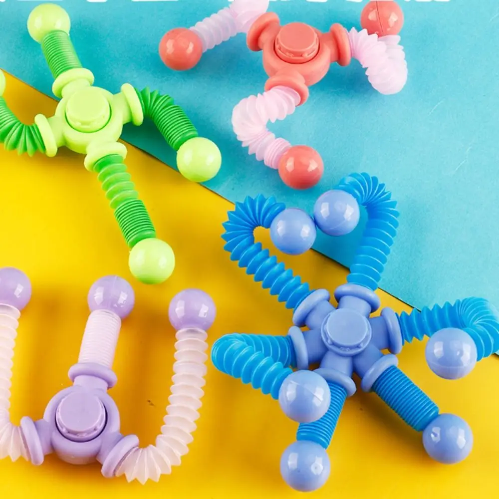 ของเล่นจิ๋มจุ๋มแบบดูดติดพื้น ท่อพลาสติกยืดหดได้ ไจโรสโคปแปลงรูปได้ ของเล่นสร้างสรรค์ ฟิดเจ็ตสปินเนอร์ ไจโรสโคปหมุนแปลงรูปได้