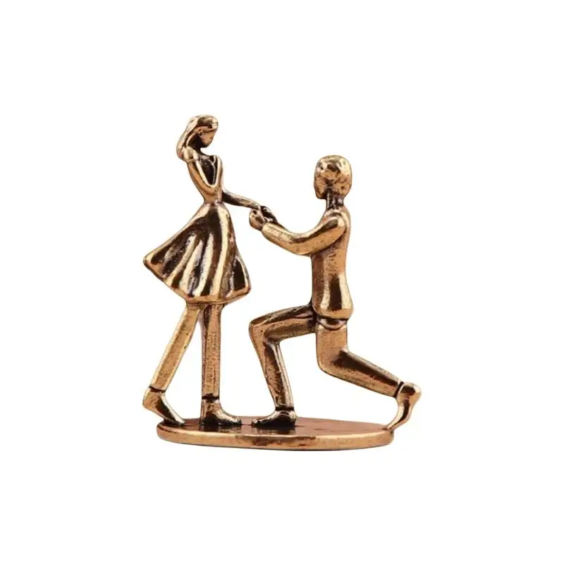 Vintage Zinc Alloy Proposal Couple Figurine Handcrafted Design For Anniversary Gift Wedding Home Tabletop Decor