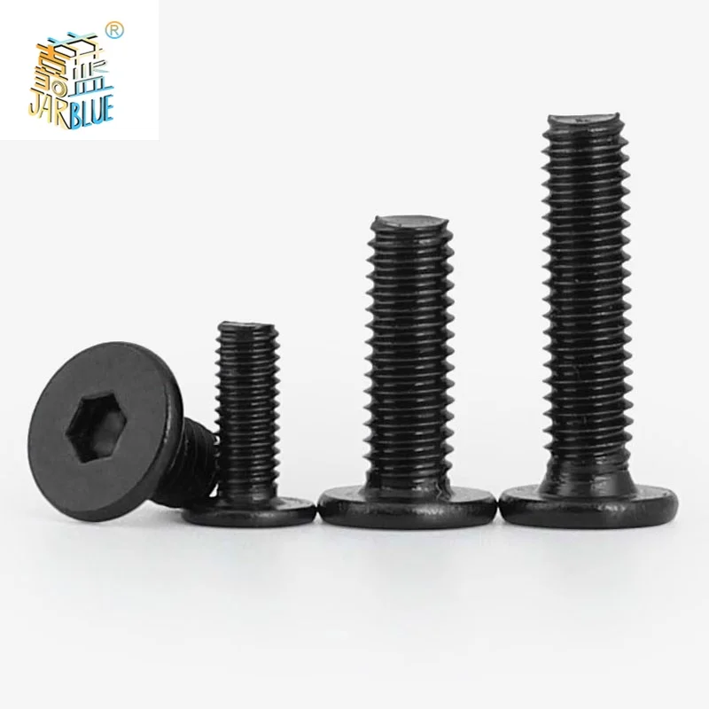 10pcs/lot CM Black Stainless Steel Hex Hexagon Socket Ultra Thin Super Low Flat Head Allen Cap Screw Bolt M2 M2.5 M3 M4 M5 M6