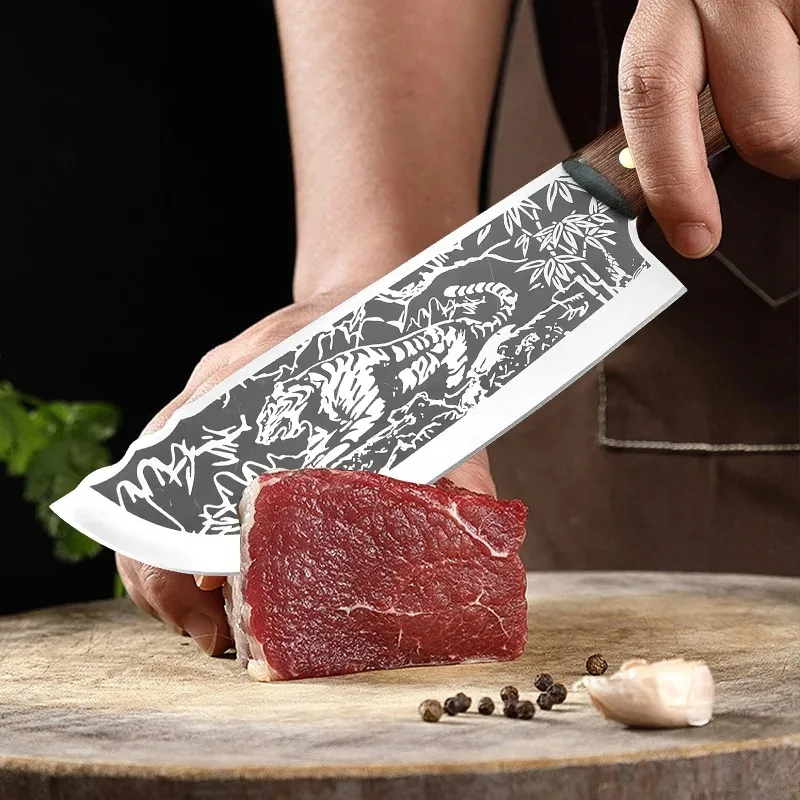 Meat Cleaver 8 inch Forged Kitchen Butcher Knife Stainless Steel Boning Peeling Cooking Knife Chef Slicing Cutter Fruit Knives