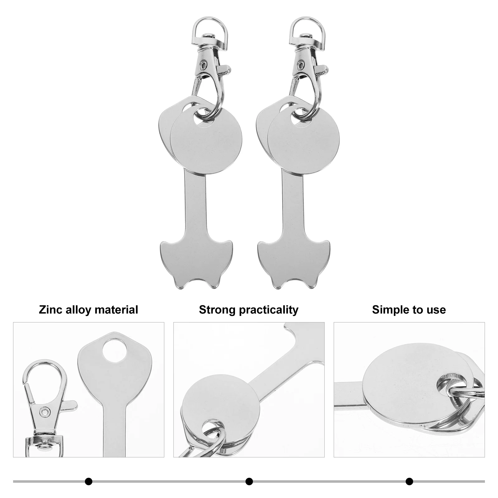 2 set carrello del cestino della spesa portachiavi con gettone a un quarto carrello in metallo anello per monete da supermercato portachiavi