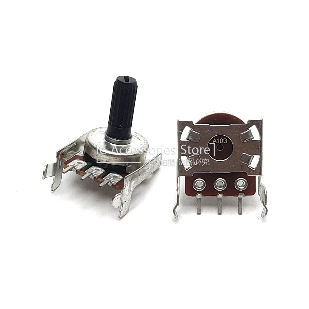 1PCS 161 Type Horizontal 3Pin Single Potentiometer A10K A103 Amplifier Audio Volume Adjustment Potentiometer Flower Shaft 15MM