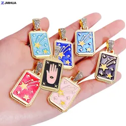 Enamel Star Evil Eye Fatima Hand Charm Pendant For DIY Handmade Women Necklaces Jewelry Making Accessories