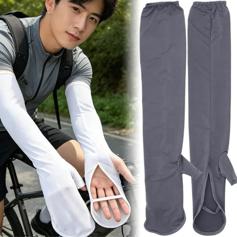 

UV Protection Arm Sleeves Ice Silk Cooling Sun Sleeves Men Women Finger Cover for Cycling Driving Outdoor Sports Summer Glove