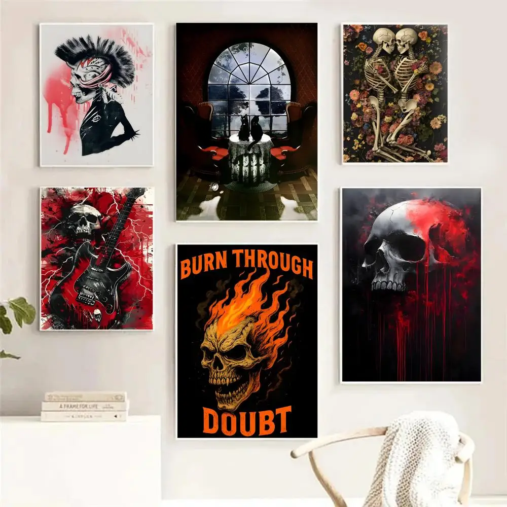 G-Gothic Skull Art Poster HD Waterproof PVC Wall Art - Aesthetic Thickened For Home Hotel Bedroom