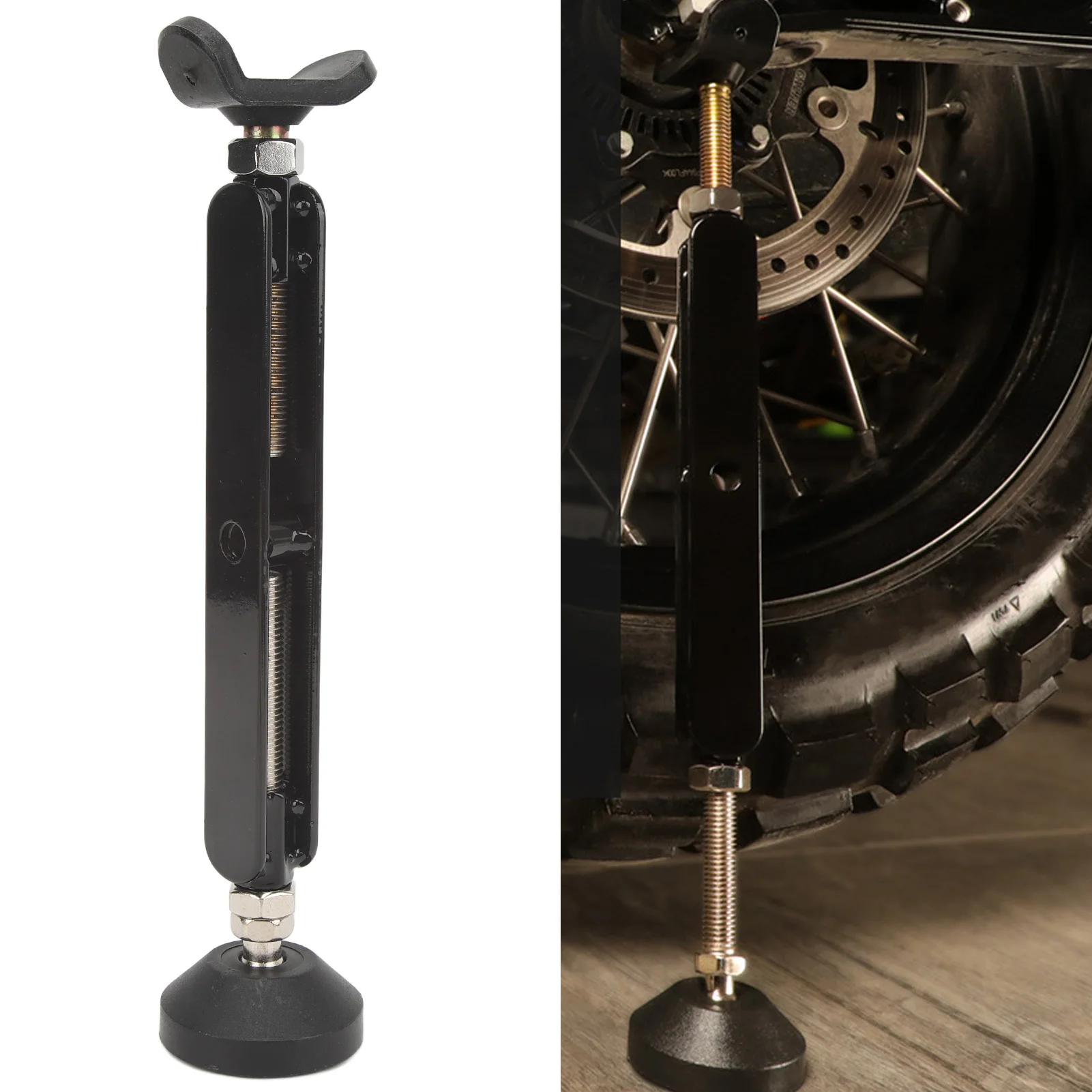 

Портативная подставка для мотоцикла, прочный подшипник веса 400 кг, регулируемая высота, подъемная подставка для колес с тормозной пряжкой