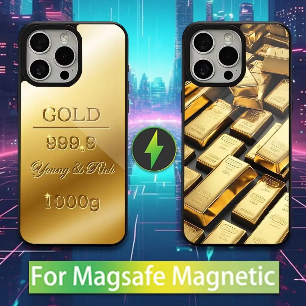 

Cool Precious Gold Art Phone Case For iPhone 13,15,17,14,Pro,Max,Plus,12,11,16,Mini, For Magsafe,Magnetic Wireless Charging