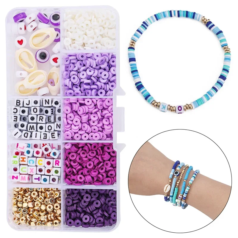 1350 pcs Colorful Clay Beads Kit for Jewelry Making DIY Necklace Accessories Making Kit for Girls Kids Bracelet Beading Supplies