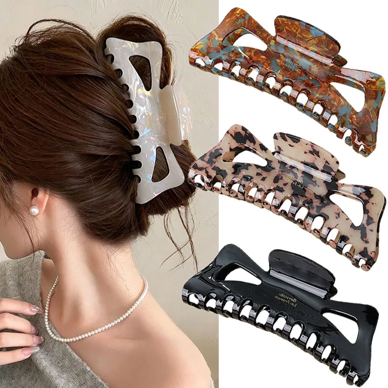 Neue Retro Korea Acetat-Haarspange Große Krabben-Haarklammern Haifischklammer Schleifen-Haarspange Modische Haaraccessoires für Frauen und Mädchen – Detail 1