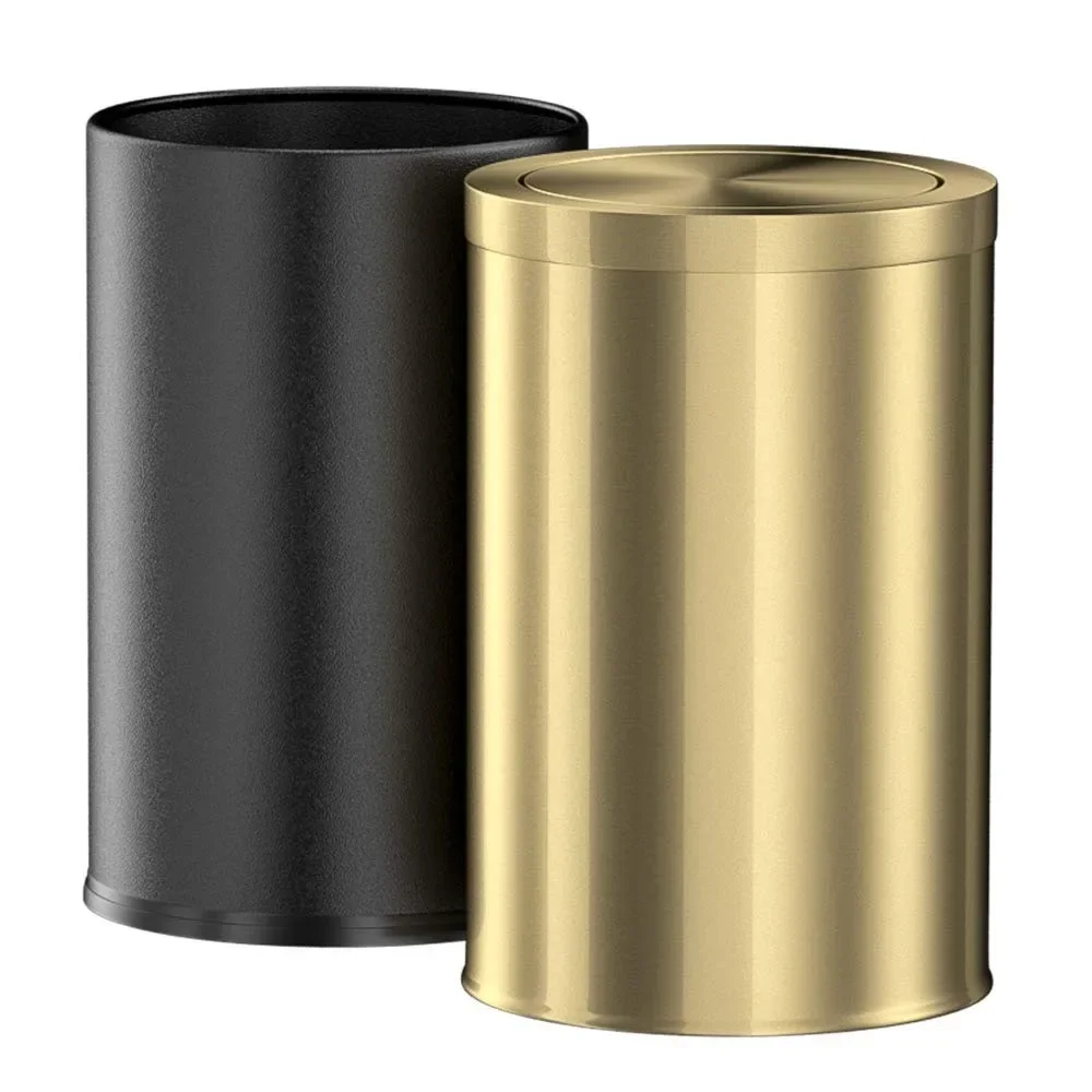 

Trash Can 9 Liter/2.4 Gallon Litter Bins Small Gold Trash Can With Swing Lid Living Room Metal Recycle Bin Brass Stainless Steel