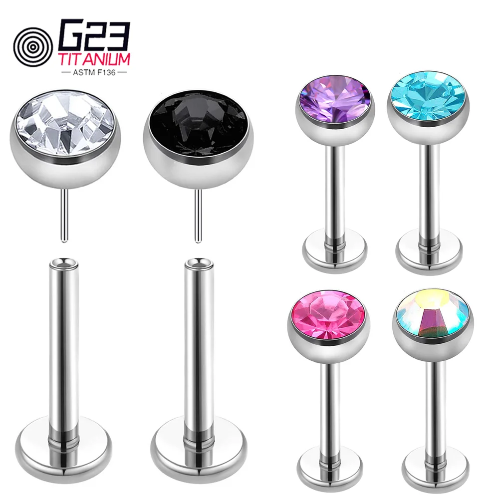 6 pz/lotto regalo di natale 16G cartilagine Tragus orecchini ASTM F136 titanio Piercing orecchio labbro Helix borchie lingua chiodo gioielli per il