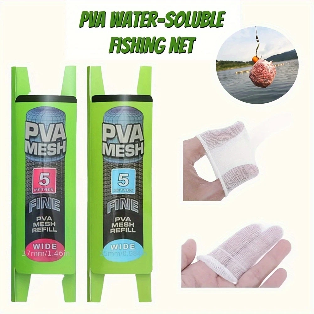 5m PVA Fishing Mesh PVA Fishing Bag Mesh Water Soluble Mesh Carp Fishing Feeder Trap Bait Nets Fishing Tools 25mm/37mm