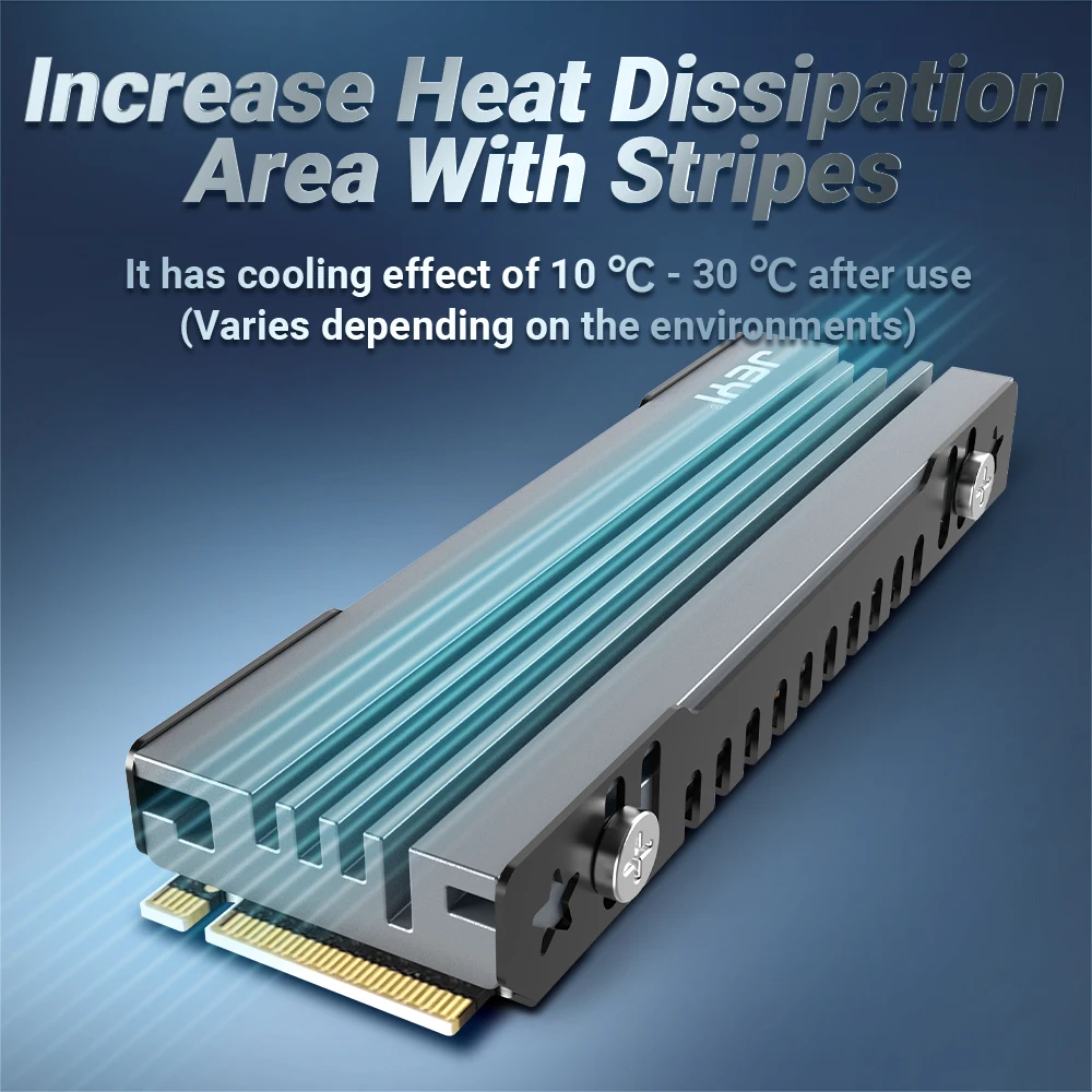 JEYI M.2 SSD Heatsink, NVME NGFF Cooling Aluminum Cooler Radiator with Thermal Silicone pad for PC / PS5 PCIE 2280 ssd icold-007