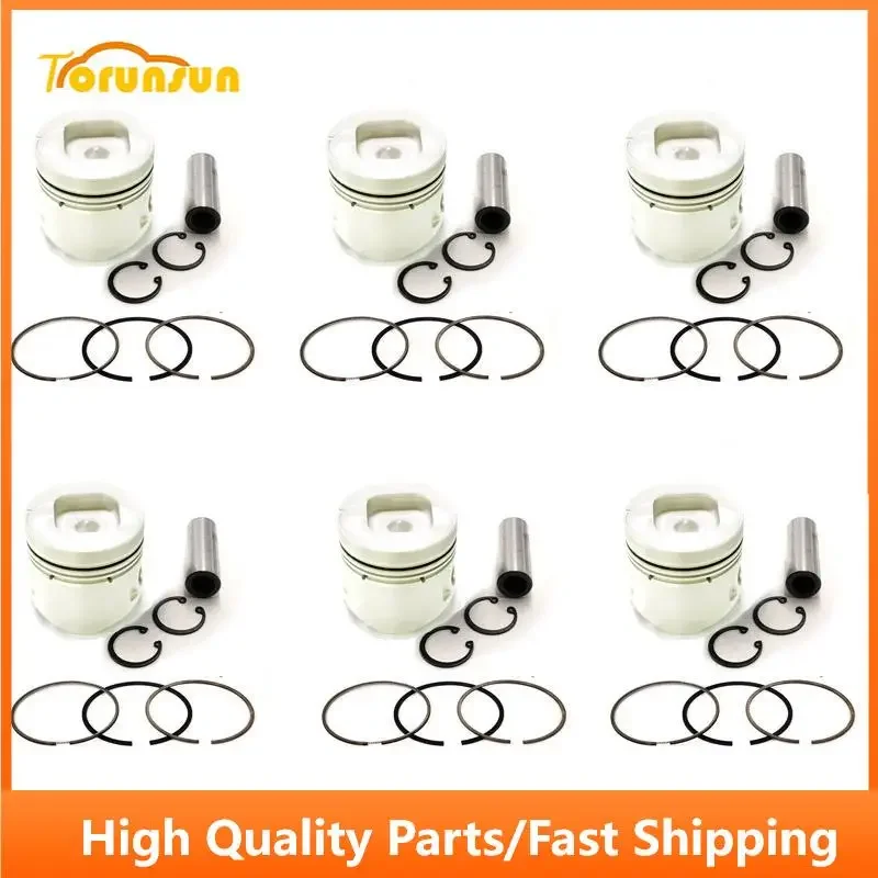 New 6 Sets STD Piston Kit With Ring 1-12111-471-0 Fit For Isuzu 6BG1 Engine 105MM