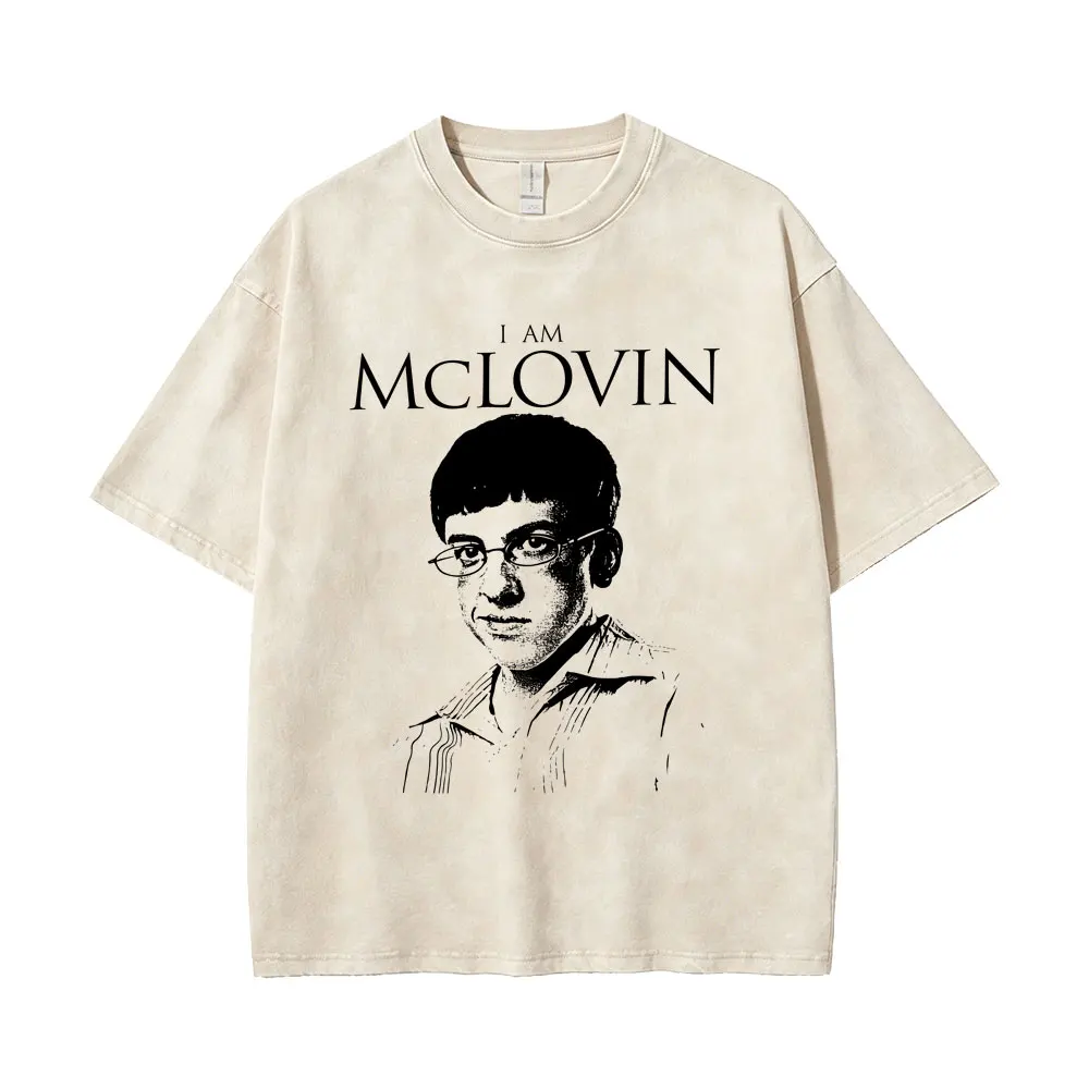 Funny Movie Superded I Am Mclovin Vintage Washed T-shirt Men Women Casual Humor T Shirts Men's Oversized Short Sleeve T-shirts