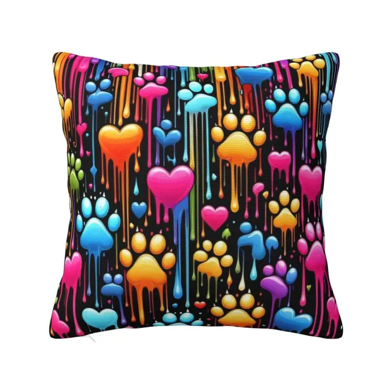 Luxury Rainbow Dog Paw Heart Pattern Cushion Cover 50*50 cm Velvet Throw Pillow Case Bedroom Decoration Sofa Chair Pillowslip