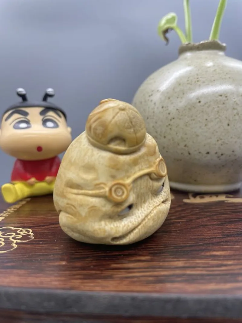 Lucky three-legged golden toad, nail design, solid bamboo Yuzhu, Wenwan handle