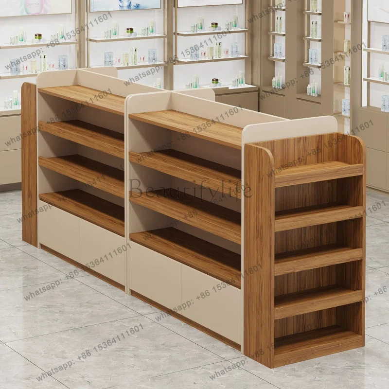 LJY Nordic Wooden Display Cabinet Modern Design Supermarket Snack Storage Rack Multi-layer Shelf Office Furniture Muebles