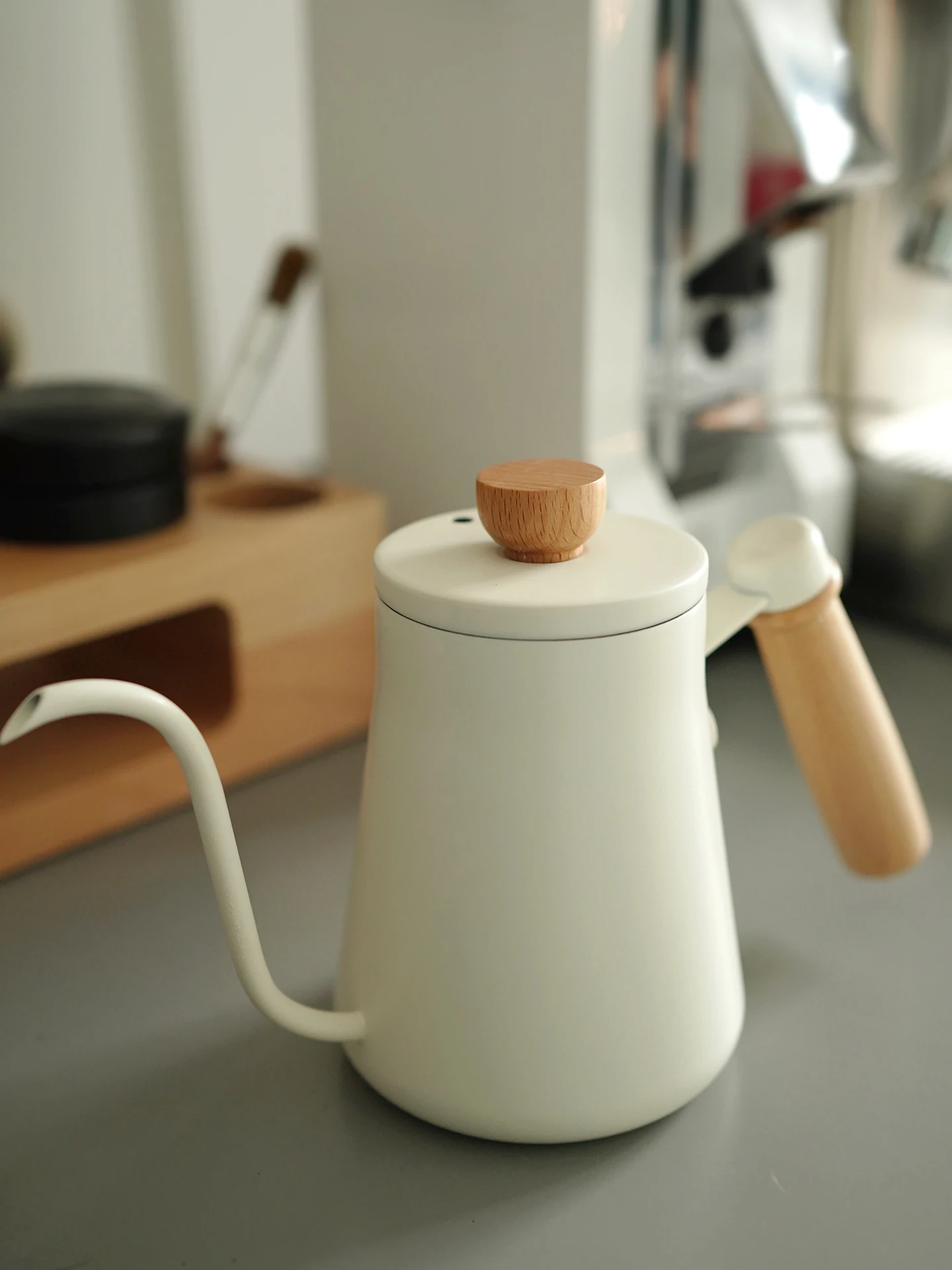 

Good Morning Store Handmade Wooden Handle Dripper Coffee Pot Fine Spout 304 Stainl Steel Coffee Brewing Kit Nordic Sle