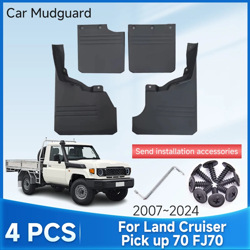 Car Mudguards For Toyota Land Cruiser Pick up FJ70 J70 LC70 70 2007~2024 2023 2022 Rear Fenders Mud Flaps Auto Accessories 4 PCS