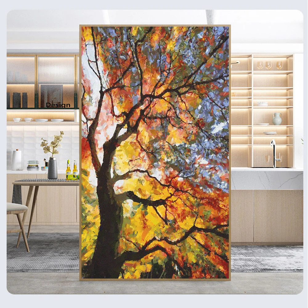 Window Film Privacy Tree Painting Decorative Window Film Static Cling Sun Protection Heat Control Window Stickers For Home Decor