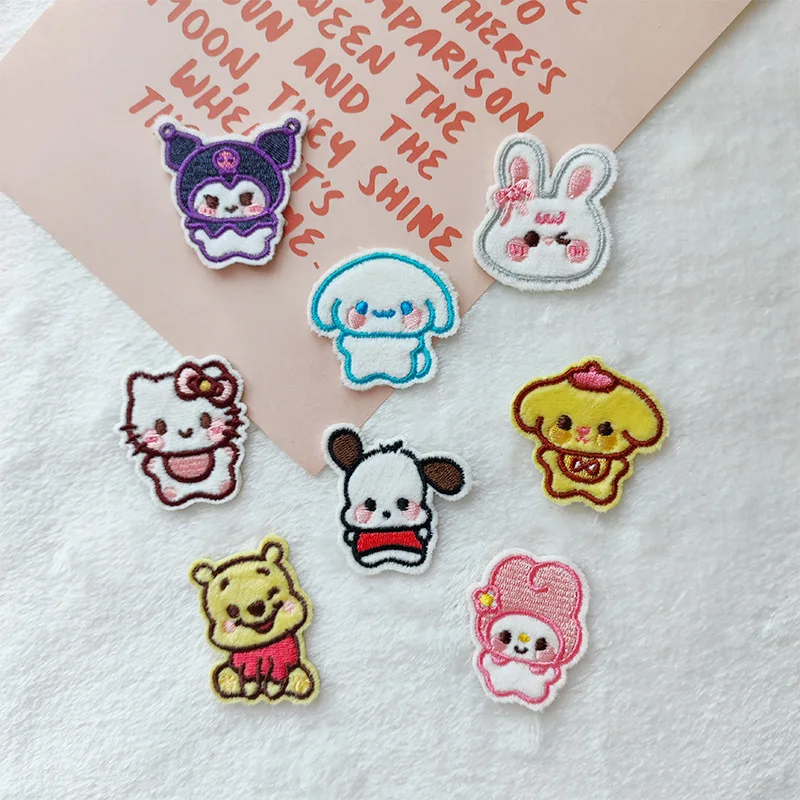 Cartoon Cinnamoroll Kuromi My Melody Embroidery Cloth Sticker Patch Hole Repair Decorative Self Adhesive Kawaii Sticker