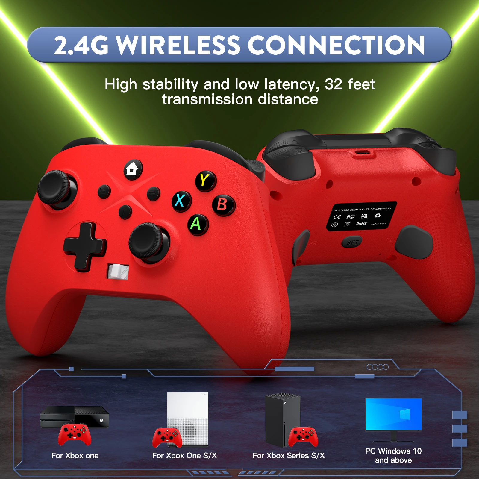 Xbox One/S/X Series X/S PC 게임패드용 무선 컨트롤러, Ios/Android 콘솔 컨트롤러 액세서리, 650mah 배터리 포함, 2.4g