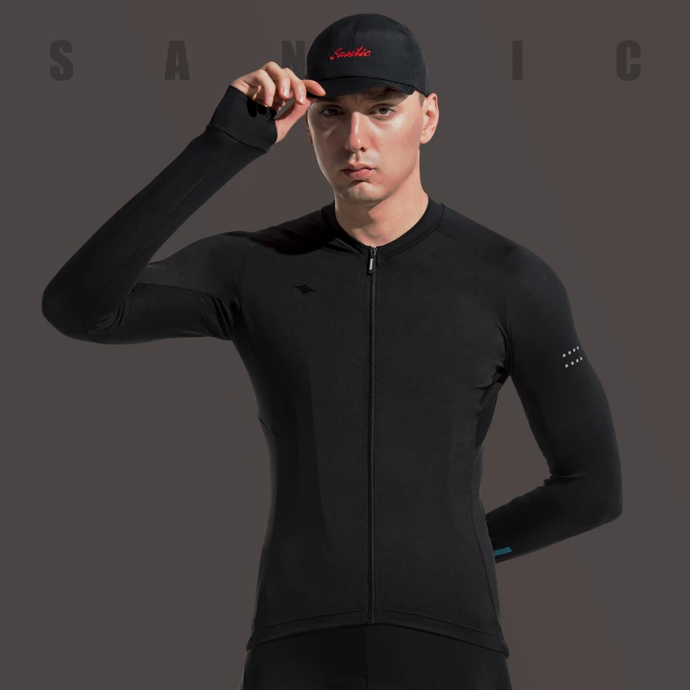 Santic Men Cycling Jerseys Long Sleeves Fit Comfortable Sun-protective Road Bike MTB Jerseys Spring  Autumn Asian Size WM0C01112