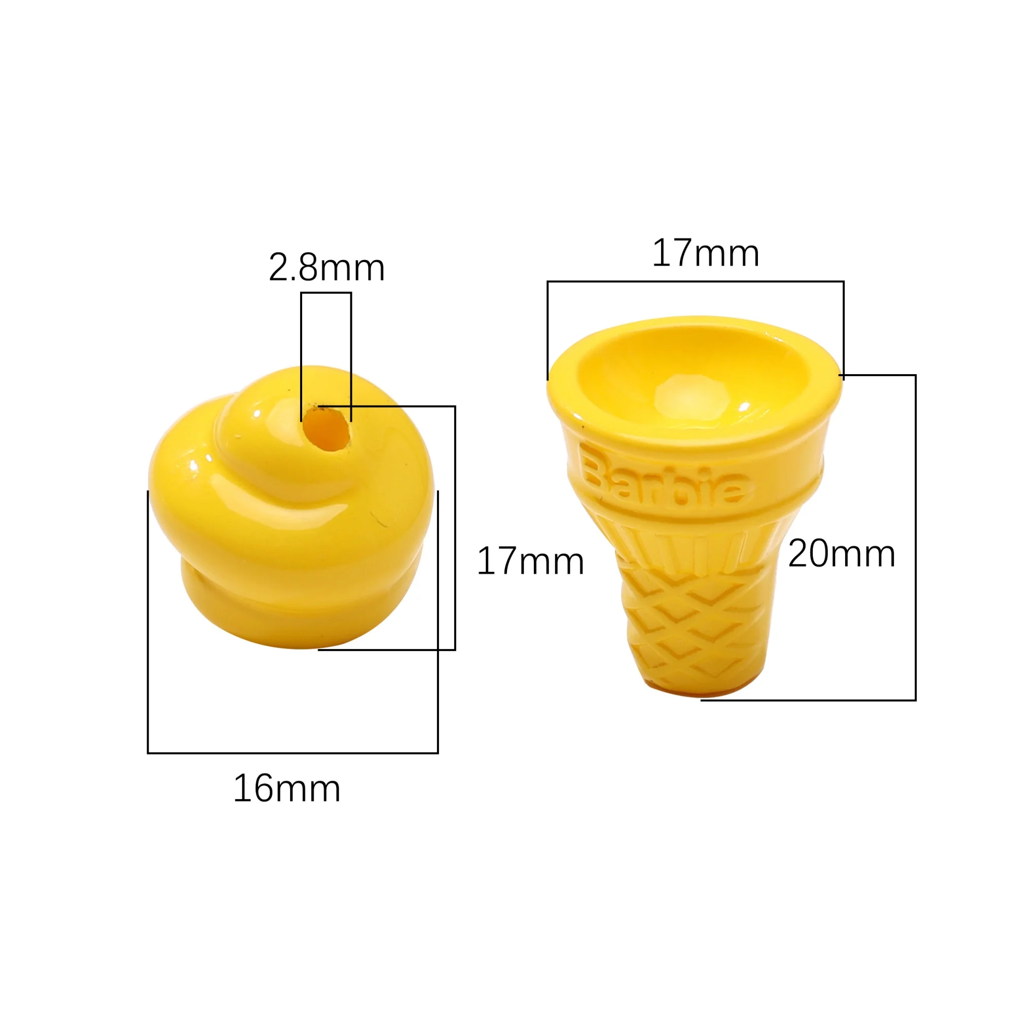 2-10PCS Cute Acrylic Ice Cream Beads Multi-Color Baked Paint Charms for DIY Jewelry Making Phone Chain Keychain Accessories
