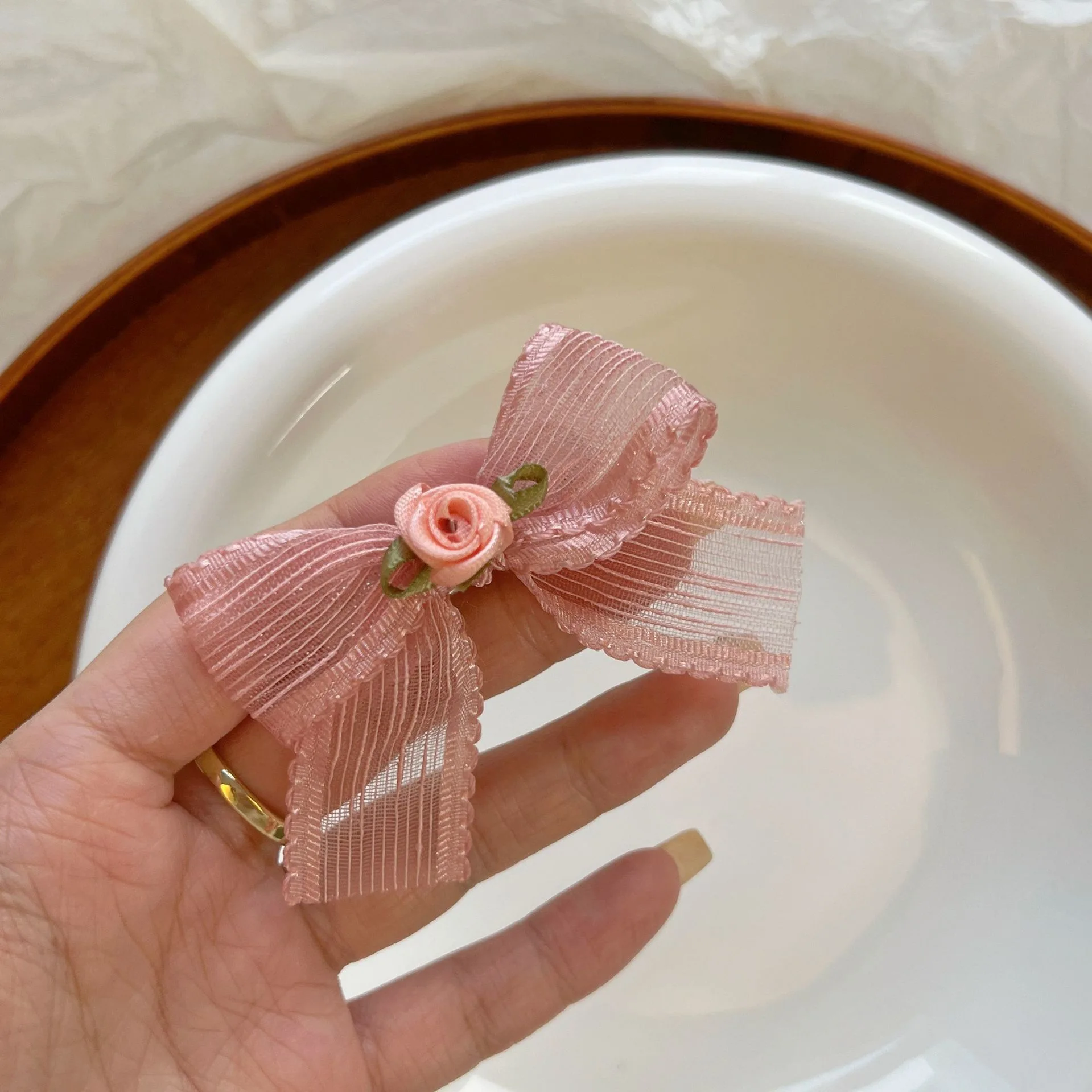 1PC Cute Princess Pink Beige Flower Bowknot Hairpins Children Headwear Hairgrip Hair Clips Barrettes Hair Accessories for Girls