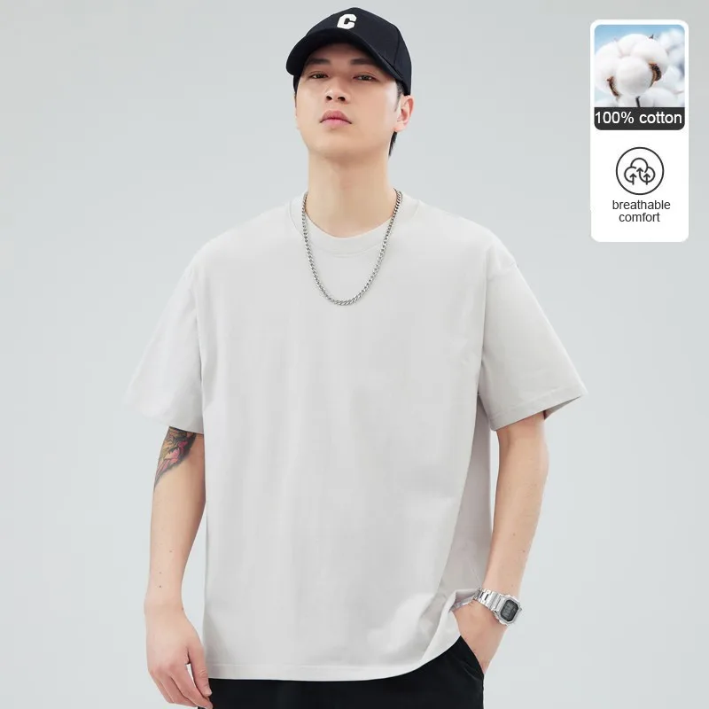 رجل تي شيرت 100% القطن جودة عالية جديد الصيف العلامة التجارية بلايز الكلاسيكية عادي الجولة الرقبة قصيرة الأكمام ملابس الرجال الموضة غير رسمية
