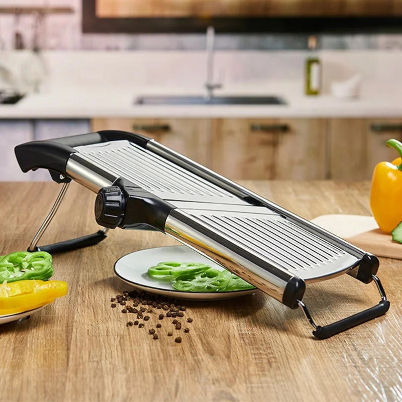 Adjustable Stainless Steel Slicer - Professional Handheld Kitchen Julienne Cutter for Slicing Food Vegetables Chip French Fry