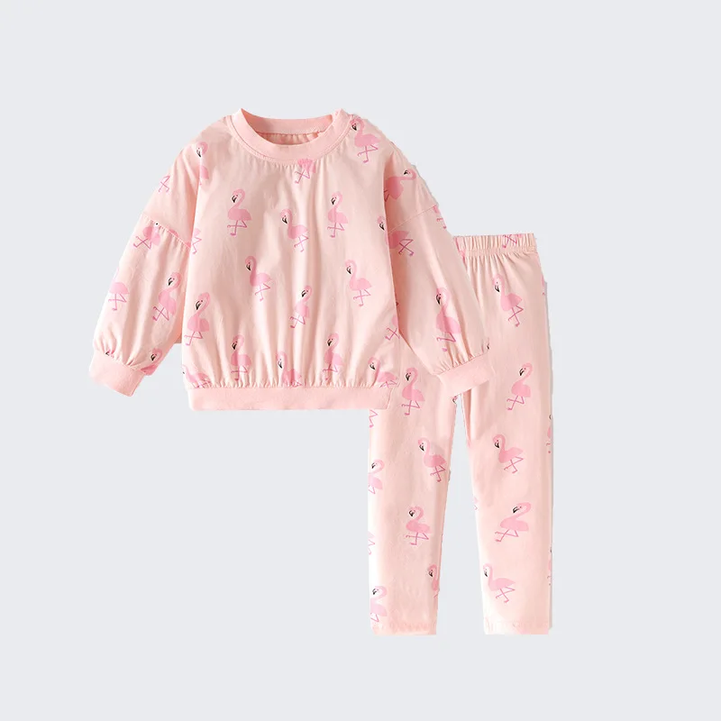 

Girls' Autumn Outfit New Style Round Neck Long Sleeve Fashionable Printed Elastic Waist Pants for Toddlers and Young Girls