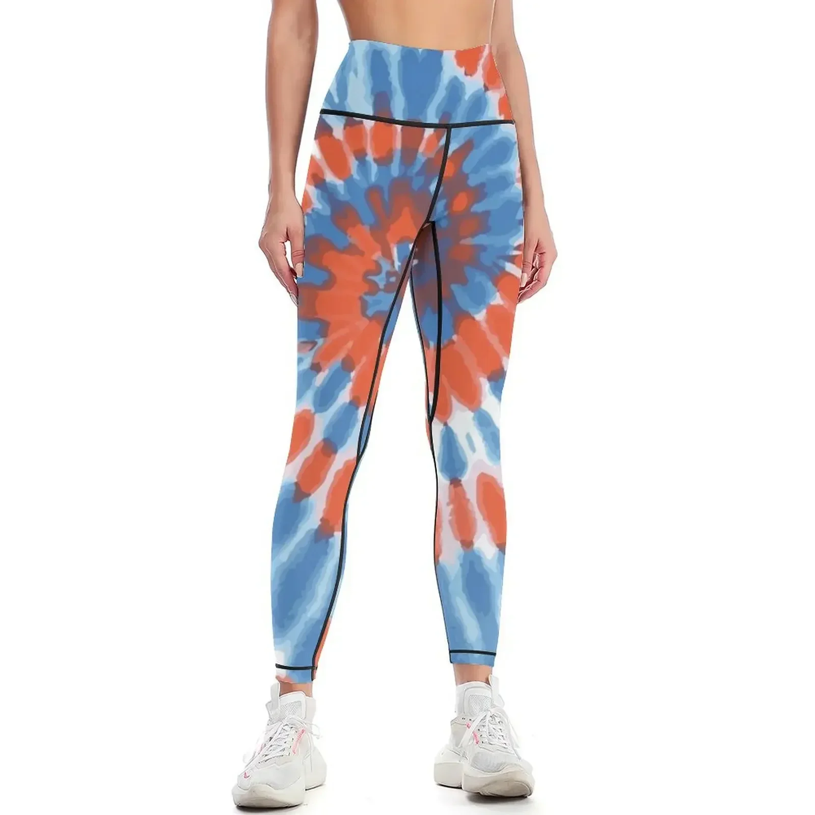 

Blue and Orange tie-dye Leggings Fitness clothing workout clothes for sporty woman push up sports for gym Womens Leggings