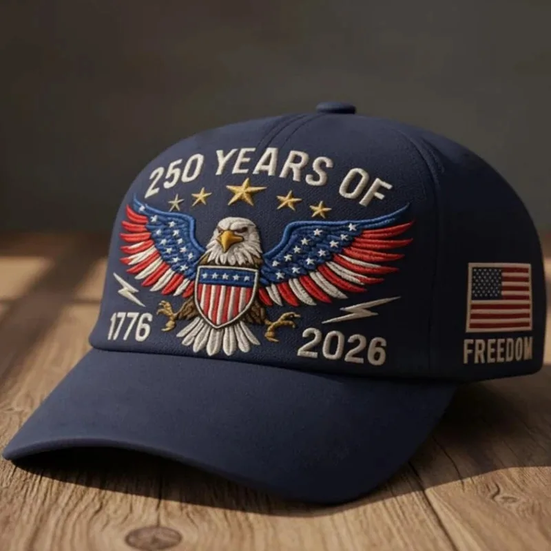 Immagine 3: Cappello Commemorativo 250° Anniversario USA per Uomo, Berretto Patriottico con Design a Stelle e Strisce, Modello con Stampa Piatta