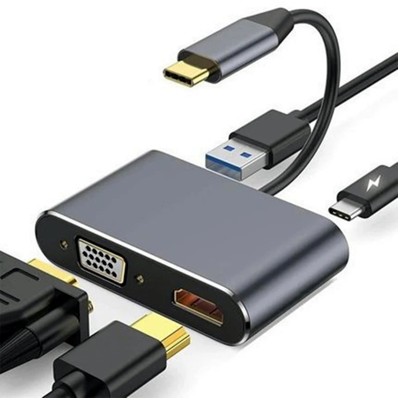 4K Type C to HDMI-compatible USB C 3.0 VGA PD Adapter Dock Hub for Macbook Samsung S20 Dex for Huawei Xiaomi