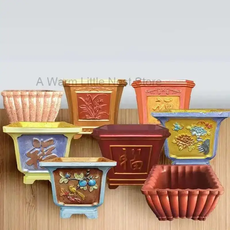 

Square Cement Flower Pot Mold Outdoor Garden DIY Bonsai ABS Plastic Model Roman Column Cast-in-place Concrete Plastic Mould