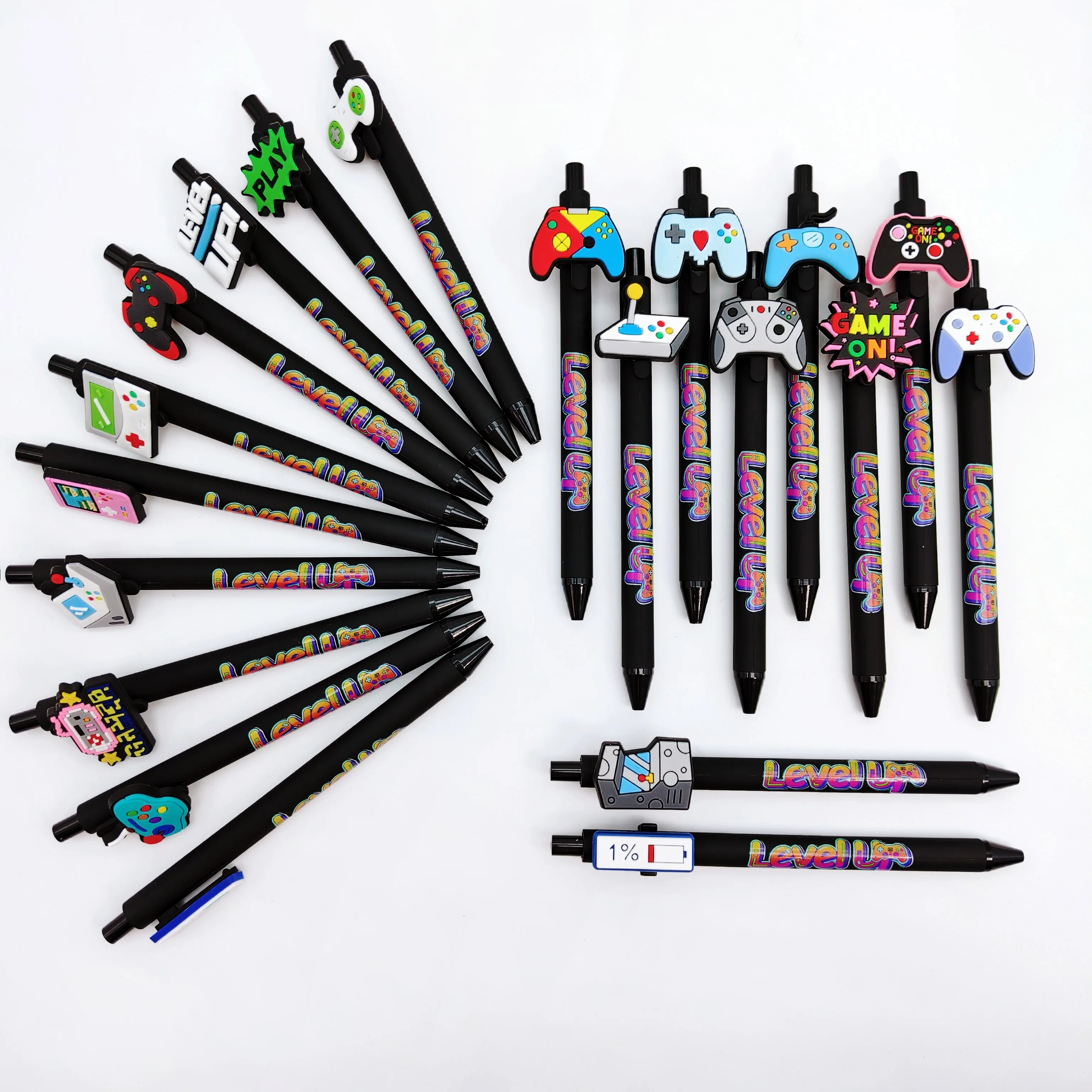 Bolígrafo con diseño de Gamepad, bolígrafo negro de diseño creativo, papelería diaria para oficina, bolígrafo de escritura para estudiantes, 8 Uds./15 Uds.