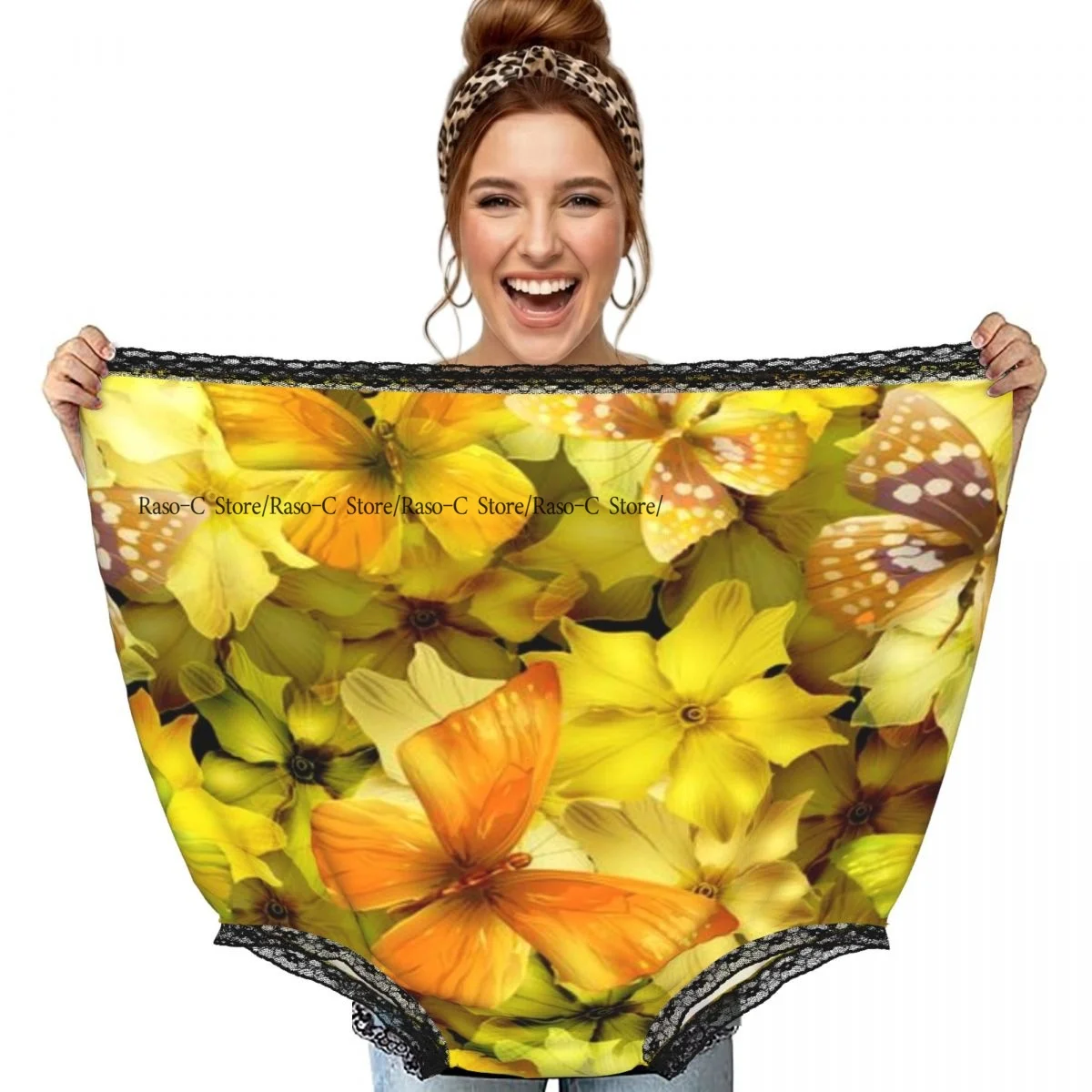 Party Funny Trick Granny Underwear Humorous Daily Wear Butterflies Art Panties