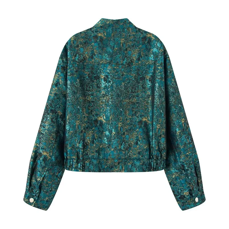 معطف سترة نسائي جديد لخريف 2025 بأكمام طويلة وملمس خيط معدني