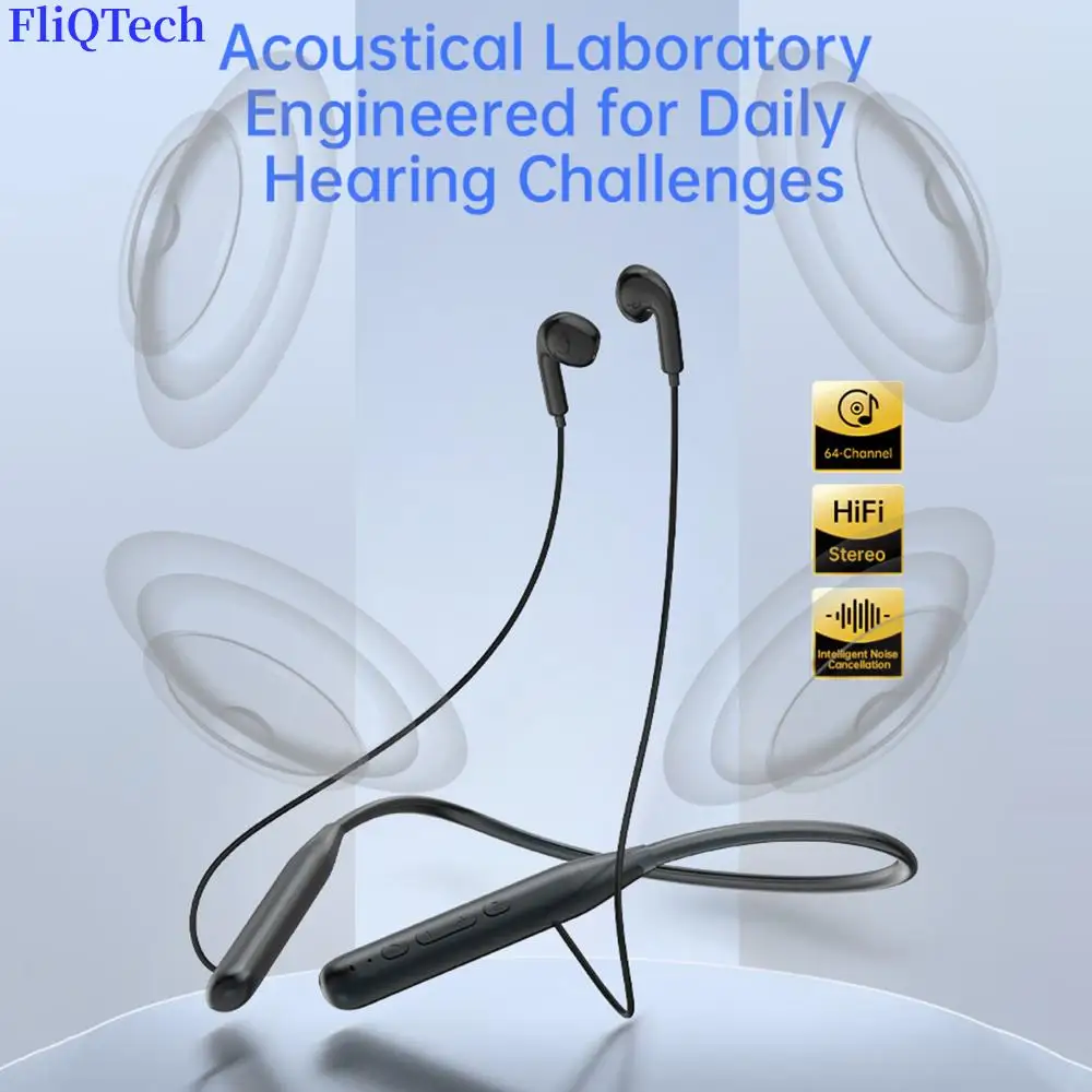 سماعة لاسلكية السمع قابلة للشحن مكبر للصوت جهاز الرياضة الرقبة سماعات لاسلكية 64 قناة لكبار السن الكبار