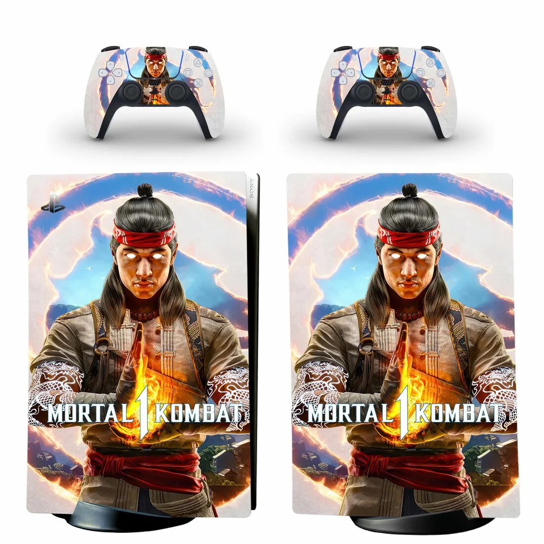 Mortal Kombat 1 PS5 Digital Skin Sticker decalcomania Cover per Console e 2 controller pelli in vinile