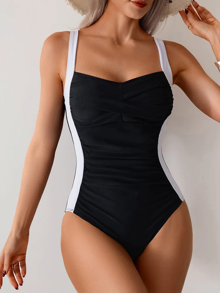 AOTVOTEE Sexy Pieghettato Movimento Bikini di Un Pezzo Delle Donne del Costume Da Bagno A Vita Alta Bikini Da Spiaggia 2025 Nuovo Costume Da Bagno Estivo Costume Da Bagno di Un Pezzo