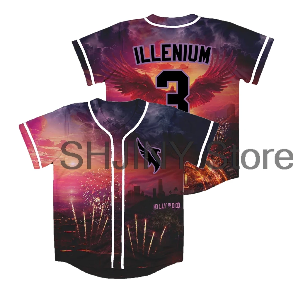 Illenium LA Trilogy Jersey 2024 Concert Baseball Jacket Shirts Short Sleeve Tee Women Men Streetwear Tops Hip Hop Clothes