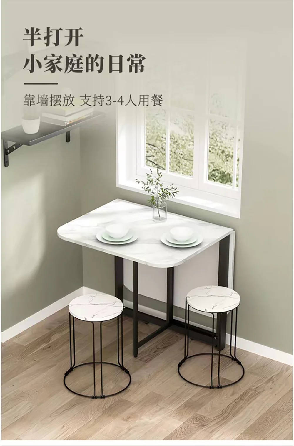 Tavolo da pranzo pieghevole alla moda, tavolo da pranzo mobile, tavolo da pranzo multifunzionale espandibile da cucina, tavolo da pranzo in metallo