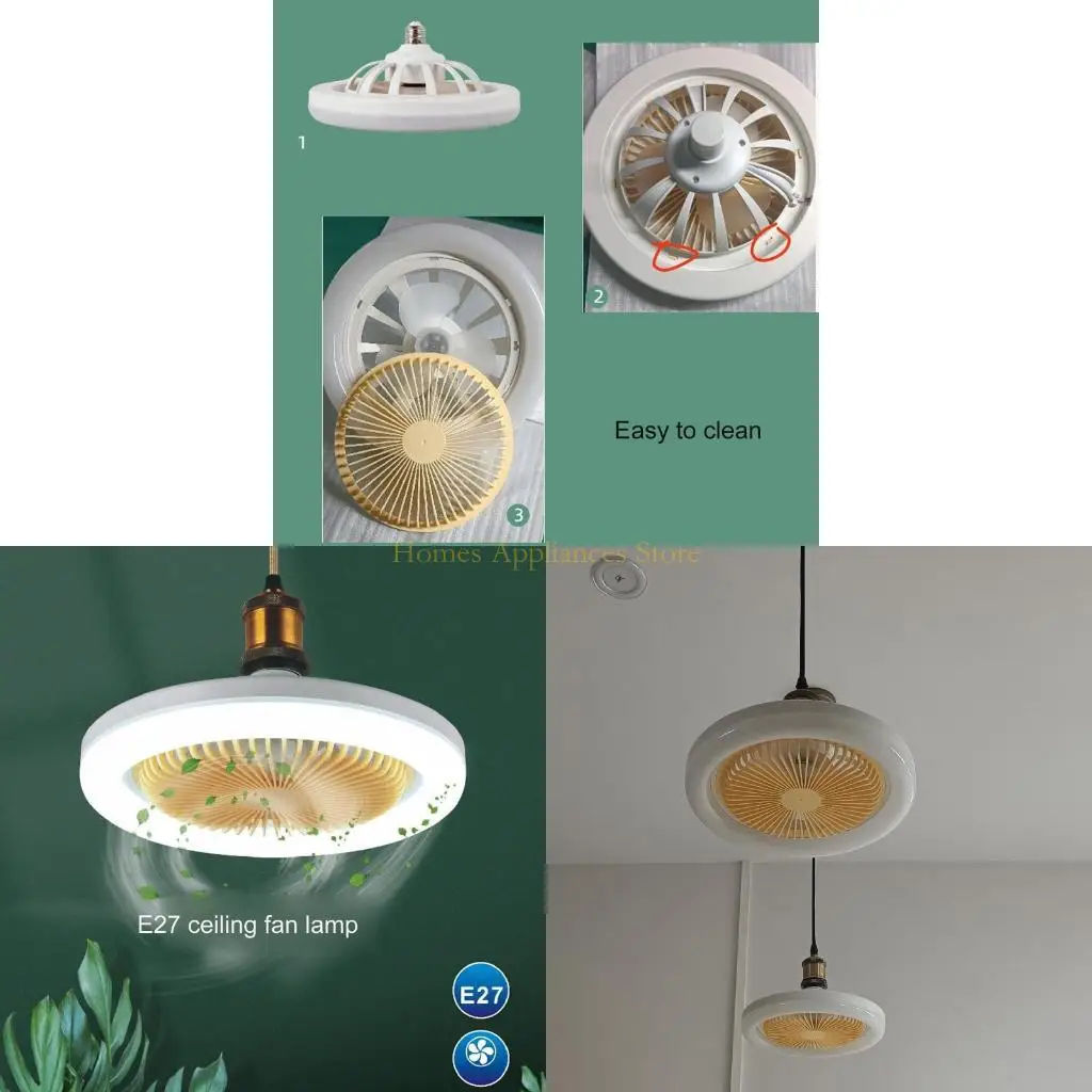 

Электрический вентилятор D0AB со светодиодной луковицей E27 Потолочный вентилятор для комнатной детской